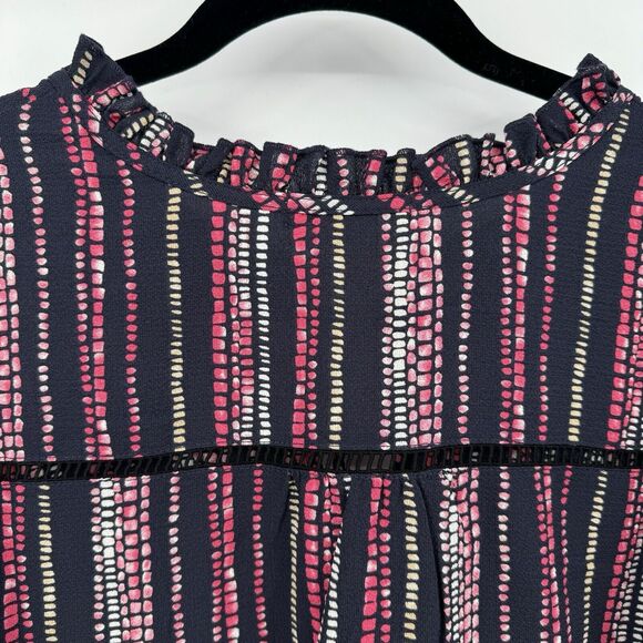 Tea Please Peasant Womens 1X Pink Black dots Balloon Sleeves Boho Blouse Top - Picture 4 of 10